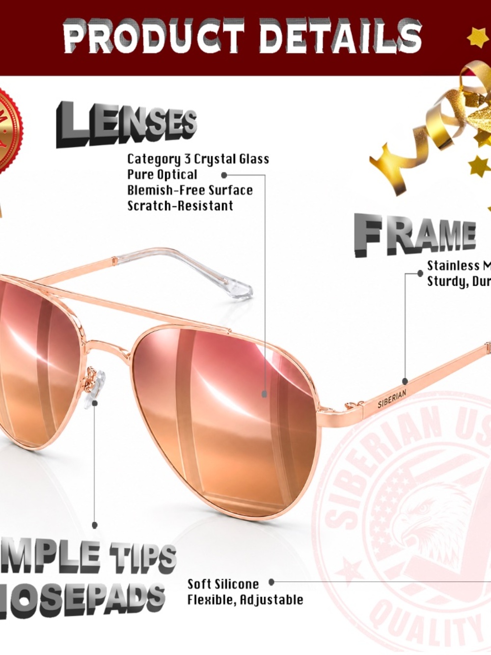 🇺🇸COPPER Aviator Sunglasses - Picture 5 of 14